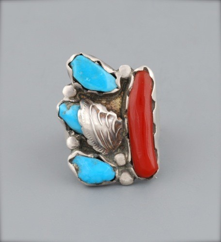 Dan Simplicio Turquoise and Coral Ring