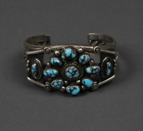 Old Navajo Bracelet With Burnham Turquoise