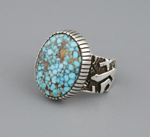 Kee Yazzie Turquoise and Overlay Ring