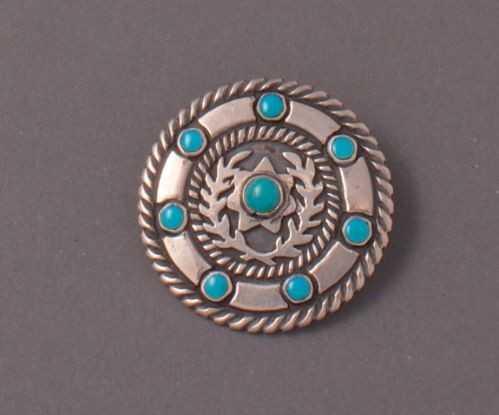 Kenneth Begay Pin of Silver and Turquoise