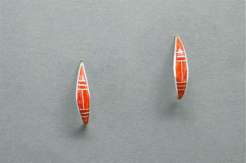 Coral and Silver Inlay Earrings