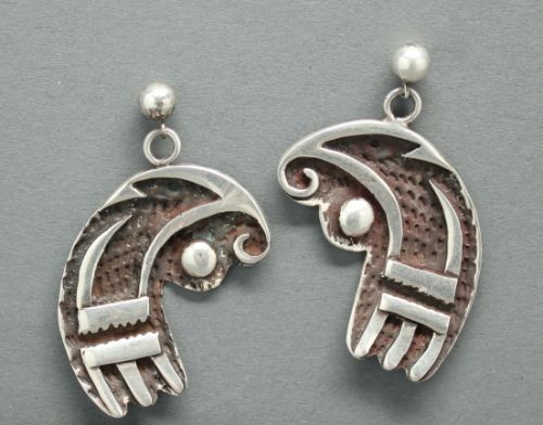 Early Hopi Overlay Dangle Earrings