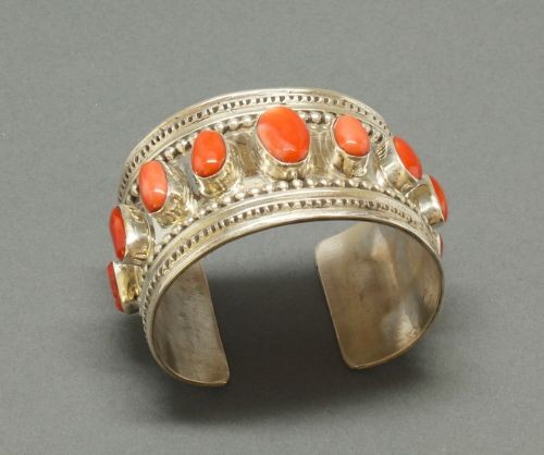 Tony Aguilar Bracelet of Silver and Peach Coral