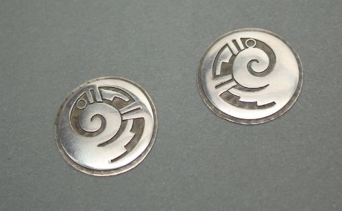 Hopi Overlay Earrings of Parrots