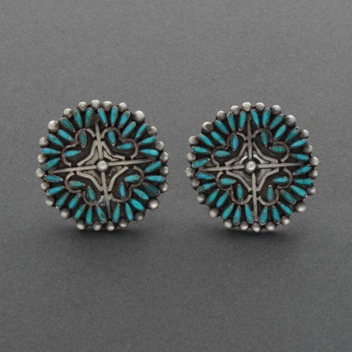 Vintage Zuni Petit Point Inlay Earrings