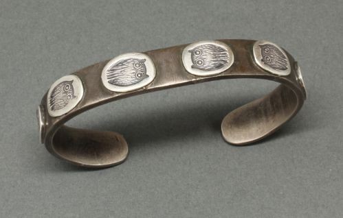 Early Pueblo Owl Bracelet of Silver