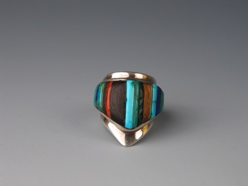 Charles Loloma Tapered Silver Multi-Stone Ring