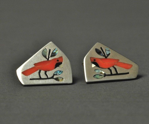 Sanford Edaakie Inlay Earrings of Cardinals