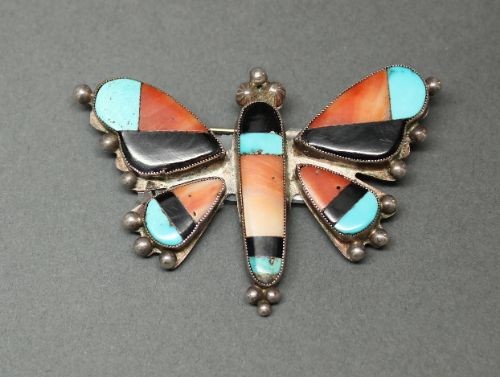 Zuni Inlay Butterfly Pin