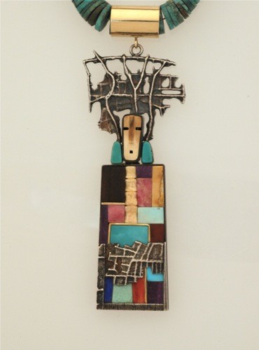 Raymond Sequaptewa Turquoise necklace of Katsina