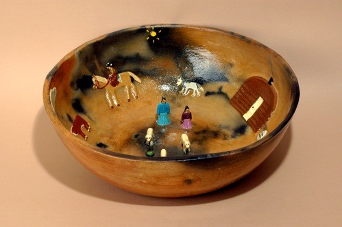 Elizabeth Manygoats Navajo Scene Bowl