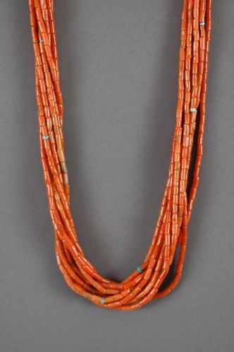Orange Coral Necklace - 10 Strands