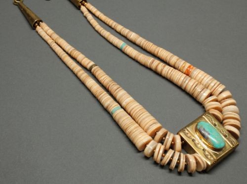 Tony Aguilar Melon Shell and Brass Necklace