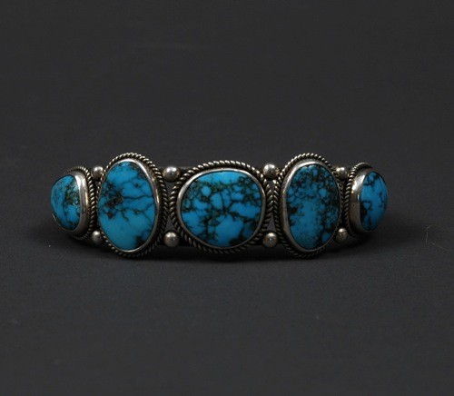 Perry Shorty Bracelet of Five Morenci Turquoise Stones
