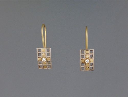 Maria Samora Earrings Grid with Diamonds