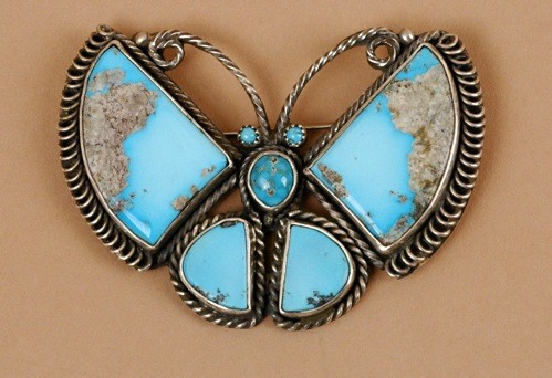Liz Wallace Butterfly Pin of Fox Turquoise