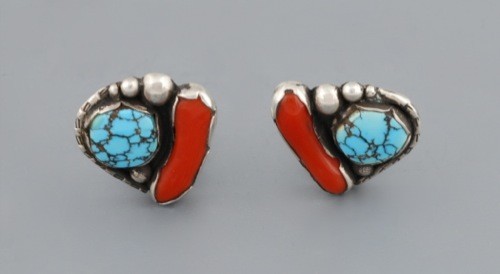 Dan Simplicio Turquoise and Coral Earrings