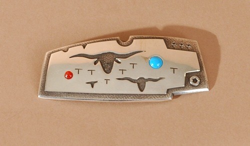 Norbert Peshlakai Silver Steer Head Pin