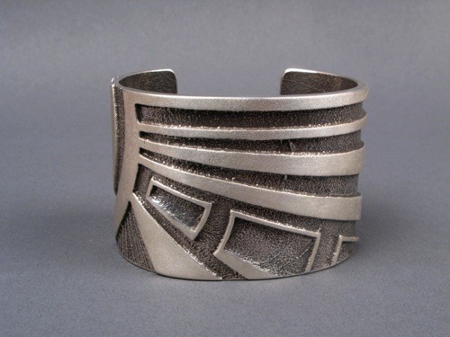 Jared Chavez Silver Tufa Cast "Metro" Bracelet