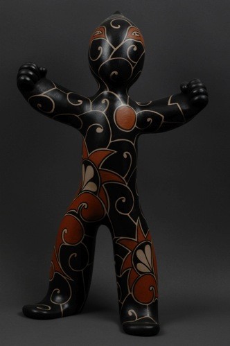 Lisa Holt and Harlan Reano Standing Pottery Figure of Black and Orange
