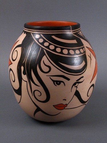 Virgil Ortiz Pottery Jar of Native American Woman