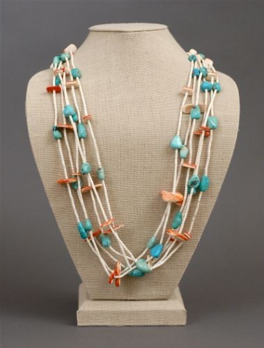 Tony Aguilar Spondylus and Turquoise Nugget Necklace