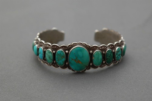 Historic Bracelet of Natural Cerrillos Turquoise