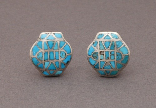 Channel Inlay Turquoise Earrings of Pots