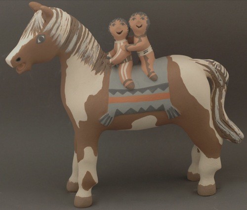 Leonard Tsosie Pottery Pony with Children