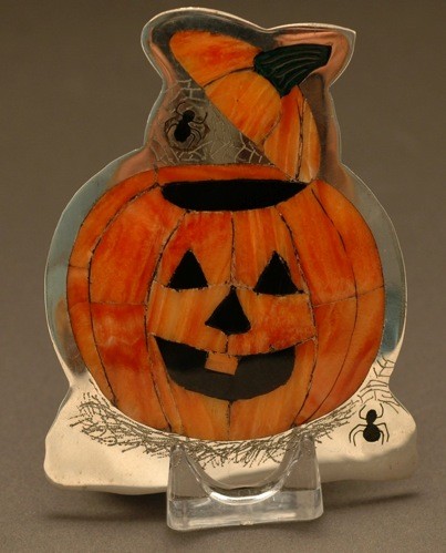 Dale Edaakie Inlaid Jack-O-Lantern Pin