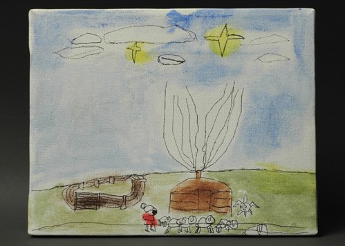 Robert Begay Painting of Grandmother Herding Sheep 