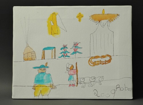 Robert Begay Watercolor Painting of Praying Angel