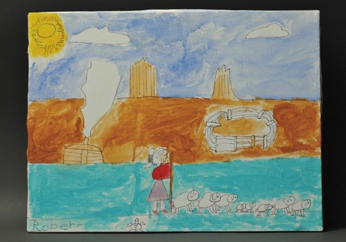 Robert Begay Painting Entitled Grandmother in Monument Valley