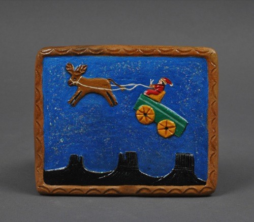 Elizabeth Manygoats Pottery Tile of Santa 