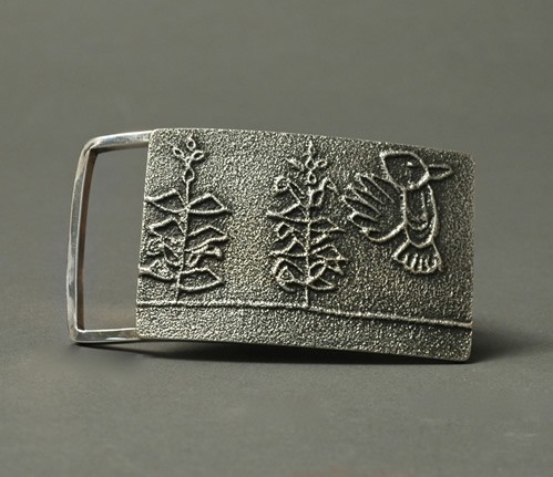 Robert Begay Buckle of Silver with Hummingbird