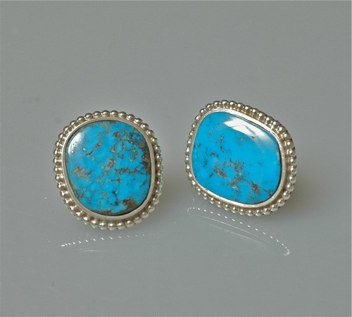 Ron Bedonie Earrings With Blue Gem Turquoise