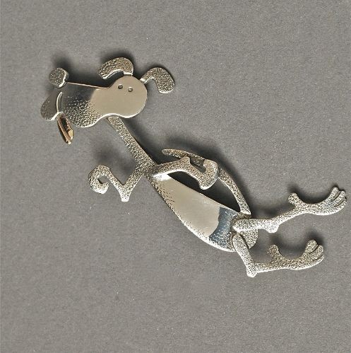 Darrell Jumbo Silver Dog Pin