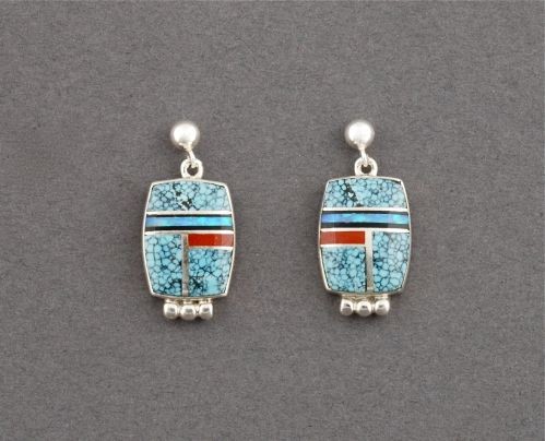 Turquoise and Opal Earrings By Cathie Webster