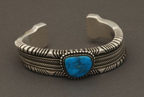Ron Bedonie Bracelet of Blue Gem Turquoise