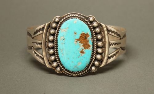 Old Navajo Bracelet with Kingman Turquoise