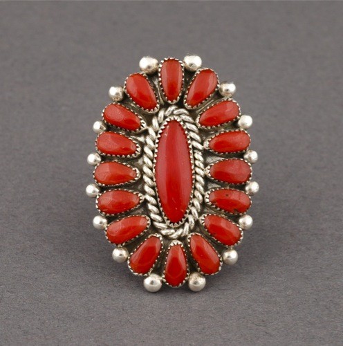 Alice Quam Petit Point Cluster Coral Ring