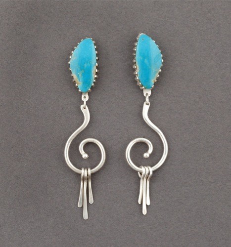Debbie Silversmith Swirl Drop Kingman Turquoise Earrings