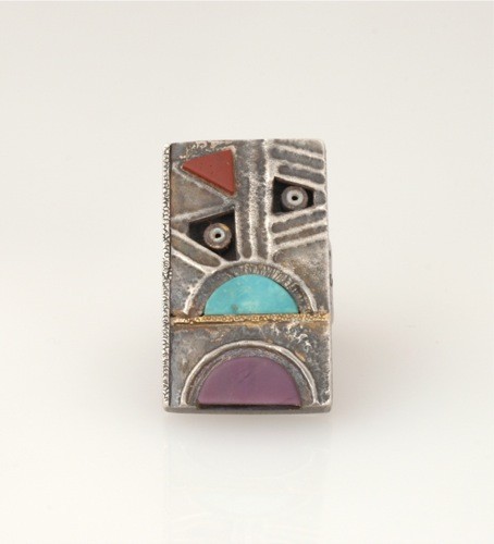 Tufa Cast Ring by Raymond Sequaptewa