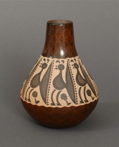 Jody Naranjo Jar - Peacocks