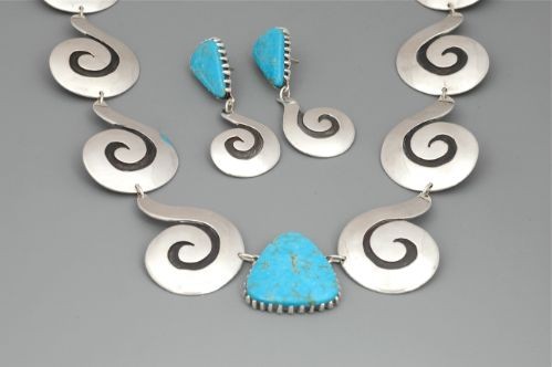 Debbie Silversmith Swirl Necklace and Earring Set