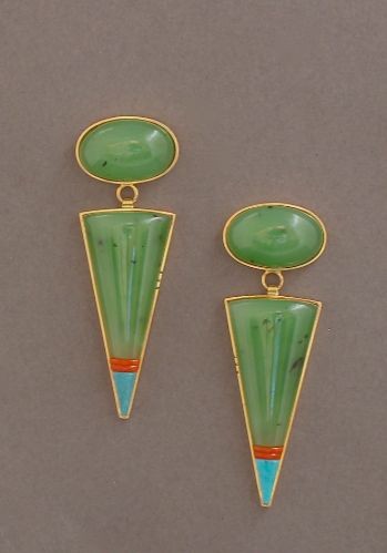 Richard Chavez Earrings of Siberian Green Jade