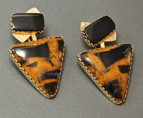Yazzie Johnson and Gail Bird Earrings of Onyx