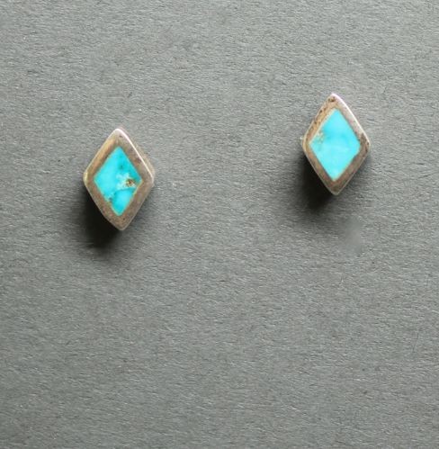 Tiny Turquoise and Silver Earrings
