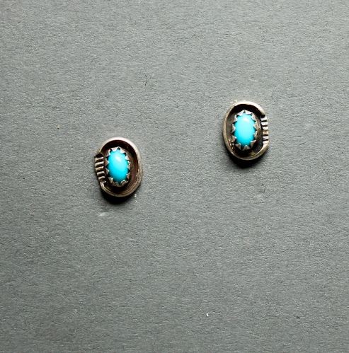 Tiny Silver and Turquoise Shadow Box Earrings