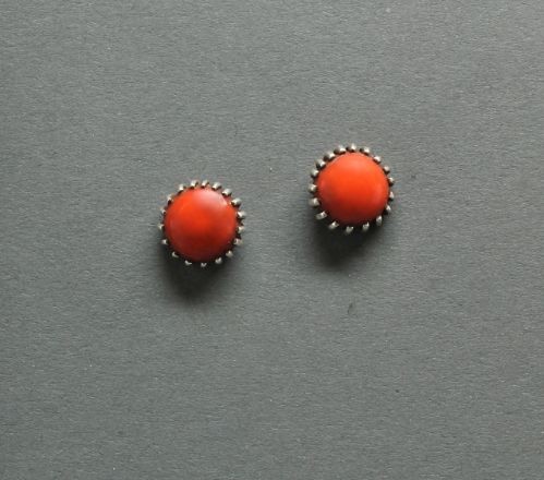 Small Sylvia Begay Coral Earrings